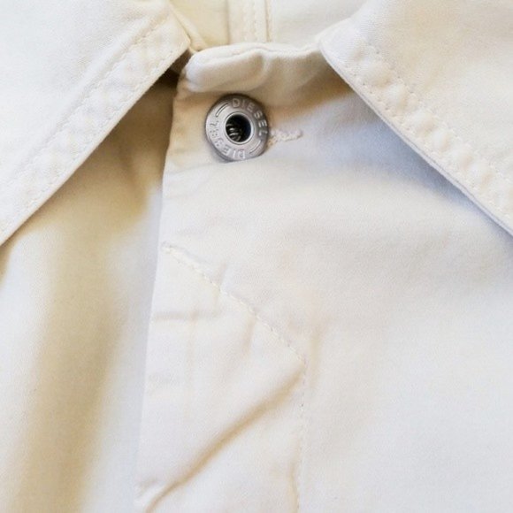 DIESEL 90s Vintage Cream Cargo Utility Jacket Chore Coat Cotton Distressed SZ M - Picture 4 of 16